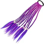 Beavorty Wig Colorful Ponytail Hairpiece Natural Fake Hair Braids Thin Festival Messy Braided Braid Headdress Colored Blond Hair Ponytail Hair Buns Purple High Temperature Wire