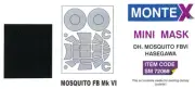 Montex 1/72 DE HAVILLAND MOSQUITO FB.VI CANOPY & WHEELS PAINT MASK Hasegawa