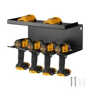 Power Tool Organizer for Garage - Metal Tool 4 Drill Slots Rack & Shelf