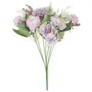 7 Branch Artificial Silk Peony Hydrangea Fake Flower with Stem, Purple