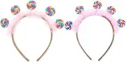 [LUOZZY] 2pcs Lollipop Headband Cartoon Lollipop Headdress Sweet Candy Hair Accessories Photo Props for Birthday Holiday Events Party Favors