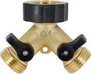 2-Way Y Splitter with Shut-Off Valves for Two Inlet Hoses for Connecting 2 Appliances Fridge and Dishwasher Washing Machine, 3/4 Inch on Washing Machine, Kitchen, Garden, Lawn Taps 2-Way