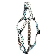 Blue and Brown Polka Dot Step-in Dog Harness, X-Small