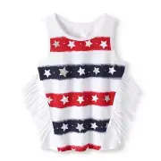 Walmart Brand Toddler Girls Glitter Fringe Tank Top Shirt Size 2T Red White Blue