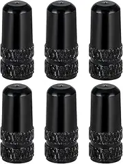 WOLMIK 6 Pcs Black Presta Valve Cap, Bike Presta Valve Stem Caps, Aluminum Anodized Tire Air Stem Covers, Bike Valve Stem Caps Used On Presta/French Valves for MTB Road Racing Bicycle