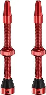 uxcell 2pcs Tubeless Valve Stems 60mm Aluminum Alloy Tubeless Valve Super Light No Leak Durable with 4 Hole and Caps Fit Most Bicycle Tubeless Rims, Red