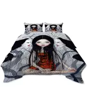 Scary Art Lovely Maiden and Faceless Ghosts Coverlet