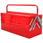 18" Metal Tool Box, Portable Steel Tool Cabinet with 5 Cantilever Tool Trays,...