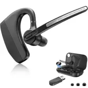 Wireless Headset Earpiece with USB Dongle & Noise Cancelling Mic for PC, Phon...