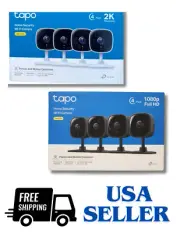 TP-Link Tapo 2K/ 1080hp Full HD Security Camera 4 Pack, White or Black