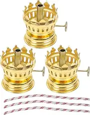 Brass Kerosene Oil Lamp Burner: Kerosene Oil Lamp Parts Brass Plated Oil Lamp Chimney Holder 3Pcs Oil Lamp Replacement Burner Threaded Base for Oil Lamp Antique Lamps