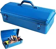 FOREVERIE Steel Portable Tool Box with Two Metal Latches, Gardening Tools Organizer Box, Tool Storage Case for Home, Cars, Automobile, Construction Industry and Civil Worker & Tradies, Blue