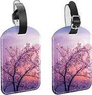 [WOSHJIUK] 2-Pc,Luggage Tags for Suitcases,Travel Tags for Luggage,Floral Tree Sunset