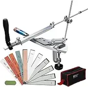 CWOVRS Knife Sharpener Professional, RUIXIN RX-008 Knife Sharpening Set, 360° Rotating Fixed Angle, Precise Slider and Clamp, Kitchen Chef Knife Sharpening System, 10 Stone Kit