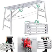 Work Platform Multipurpose Scaffolding Equipment Adjustable Height Work Platform Portable Folding Scaffold Tower Ladder Stool Work Bench for Renovation Washing Vehicles Cleaning DIY 180cm