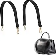[Armastuse] 2 Pcs Genuine Leather Bag Straps Handle, Real Leather Bag Handles, Ear Shape Leather Purses Strap for DIY Hand Accessories (Black)