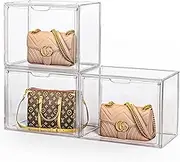 10-Pack Large Shoe Display Box, Transparent Hard Plastic Sneaker Case with Magnetic Acrylic Door Clear Shoe Box Stackable for Handbag Storage, Collectibles Organizer Toys,Figures Containers