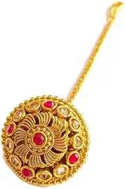 [Generic] Traditional Rajasthani Borla Mang Tikka, Indian Fashion Head Jewellery, 27 cm, Antique Design