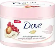 Dove Cream Shower Scrub Pomegranate & Shea Butter Scrub Body Scrub for Smooth Skin Skin Care with Jojoba Wax Beads 225ml
