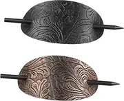 Ipetboom 2pcs Retro Hairpin Bun Maker Hair Clip for Women Leather Hair Stick Hairpin for Straight Curly Ponytail