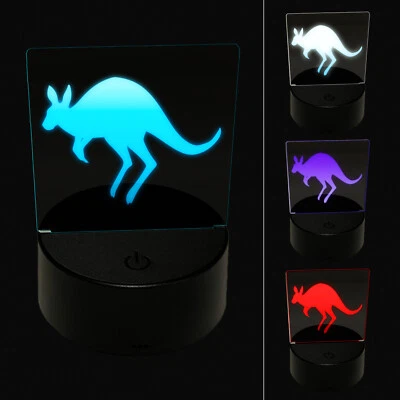Leaping Red Kangaroo Silhouette Australian 3D LED Night Light Sign Lamp