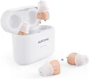 Hearing Aids, AUSTONE, Hearing Aids for Adults Seniors Rechargeable with Noise Cancelling,16 Channel OTC Hearing Aids with Portable Charging Case, Beige, Pair, F50D2
