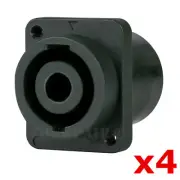 4 Pack - SPEAKON Compatible 4 Pole Wire Female Panel Mount Speaker Connector