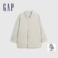 在飛比找momo購物網優惠-【GAP】男裝 三合一翻領羽絨外套-米色(836132)