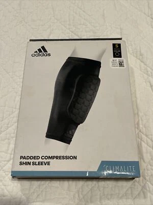 NEW S Small ADIDAS PADDED COMPRESSION SHIN SLEEVES SPORTS PROTECTION BLACK