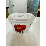全新 NEOFLAM CLOC圓形陶瓷保鮮盒 550ML 紅花