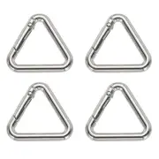 4Pcs 1" Triangle Jump Ring Buckle Spring Snap Clip Trigger Keychain Silver