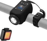 Electric Bike Horn Light, 120dB Waterproof Bell 7 x 4 x 4 cm, USB Rechargeable Headlight and Taillight with 180° Visibility 4 Flash Modes for Cycling