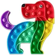 Cute Animal Dog Push Pop up its Bubble Sensory Fidget Toys, Autism Special Needs Stress Relief Silicone Pressure Relieving Toys for Kids Children Adults (Rainbow Dog)