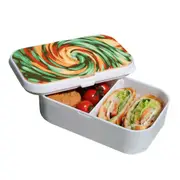 Lunch Box Food Container Snack Picnic Authentic Wood Strap Cutlery Moving