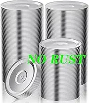 120pcs Silver Metal Canning Lids, Round Screw Top, Dishwasher & Microwave Safe