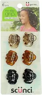 Scunci No-Slip Grip Mini Octopus Jaw Clips 6 ea (Pack of 2)