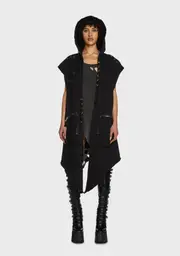 [DARKER WAVS] Replay Unisex Hooded Cargo Vest - Black
