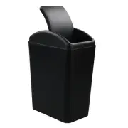 1 Pack Kitchen Garbage Can, Plastic Trash Can with Swing Lid, 16 L (Black)