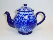 NEW GRACE'S PANTRY COBALT BLUE+WHITE CERAMIC TEA+COFFEE POT,TEAPOT-6 CUPS