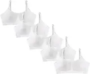 [Donella] Teen Girls Padded Training Bra - Adjustable Straps Cotton Crop Cami Bras 5-Pack Age: 12-15