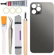 Yuntunele Back Covers Glass Replacement Compatible with iPhone 12 Pro Max 6.7 inches All Carriers with Professional Tool Set (Black)