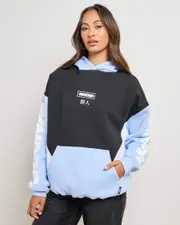[Wndrr] Wndrr Women's Privacy Panel Hoodie in Black/Air Blue Size Small S Black/Air Blue