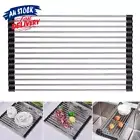 Kitchen Foldable Stainless Steel Dish Rack Drying Drainer Over Sink Drain Roll