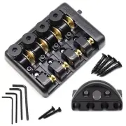 Metal 4 String Bass Bridge ALP Headless Travel Bass Bridge with Nut Black Set