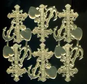 Scrap Diecut German Dresden Gold Foil Paper Crosses Victorian Crafts