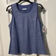 Women’s Columbia Tank Top Built In Bra Heathered Blue Size Large NWT