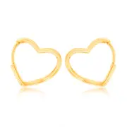 Sterling Silver Gold Plated Heart Shaped Sleeper Hoop Earrings