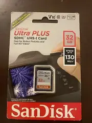 SanDisk 32gb Ultra PLUS SDHC UHS-I Memory Card - New In Unopened Package