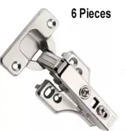 6 Pcs Full Overlay Soft Close Stainless Steel Cabinet Hinges with Screws