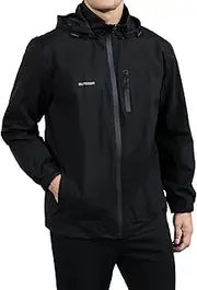 [Angbater] Men's Classic Windbreaker Jacket Lightweight All-Sport Waterproof Hiking Coat Detachable Hooded Windbreakers for Men